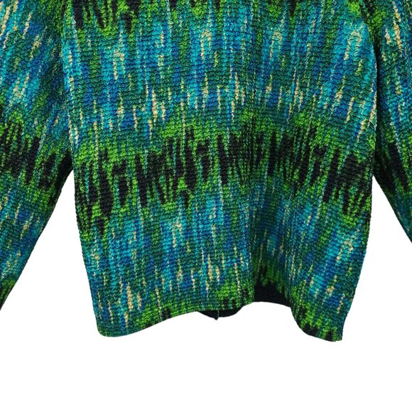 Choices Woman Reversible Jacket Size 1X Jewel Tone Abstract Pucker Knit Artsy - Picture 16 of 16